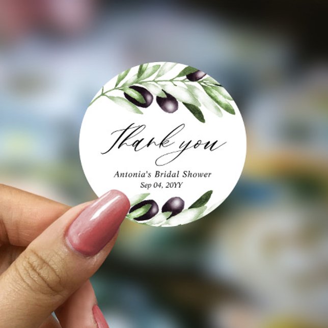 Olive Branch Bridal Shower Classic Round  Sticker (Creator Uploaded)