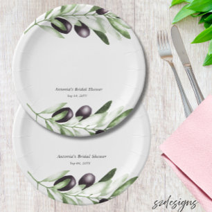 Olive Branch Bridal Shower Paper Plate