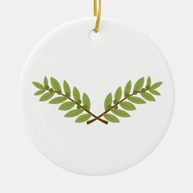 Olive Branch Ceramic Ornament (Front)