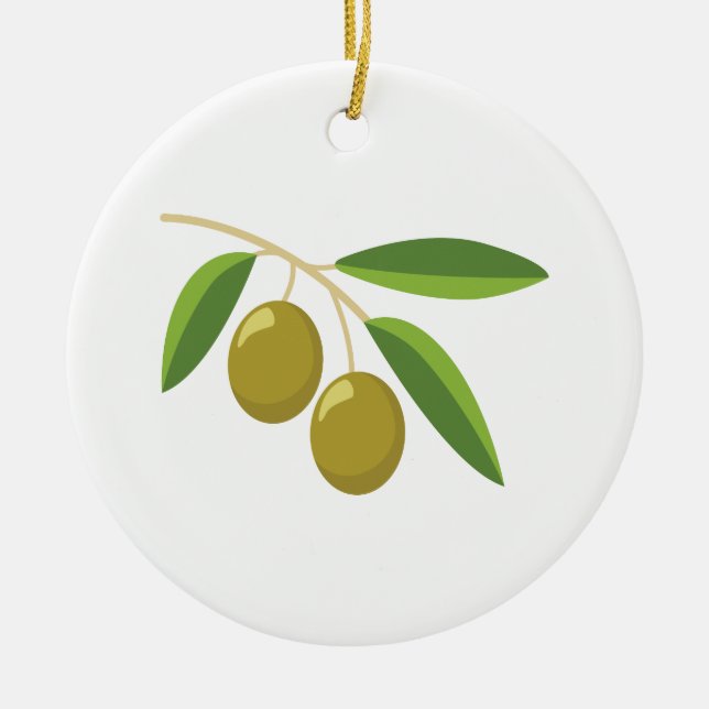 Olive Branch Ceramic Ornament (Front)