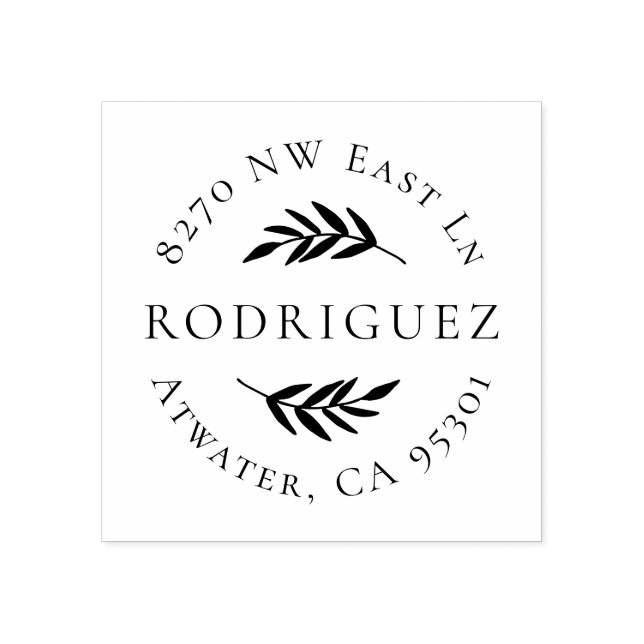 Olive Branch Circle Address Stamp (Imprint)