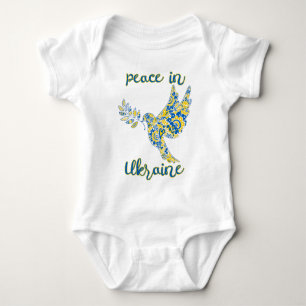 Olive branch dove of peace Ukrainian flag colours Baby Bodysuit