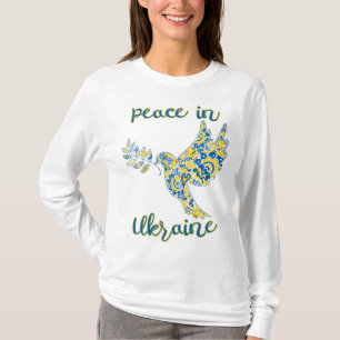 Olive branch dove of peace Ukrainian flag colours T-Shirt
