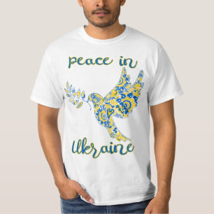Olive branch dove of peace Ukrainian flag colours T-Shirt