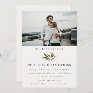 Olive Branch Foliage Couples Shower Photo Invite