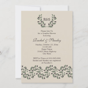 Olive branch garland wedding couples shower invitation
