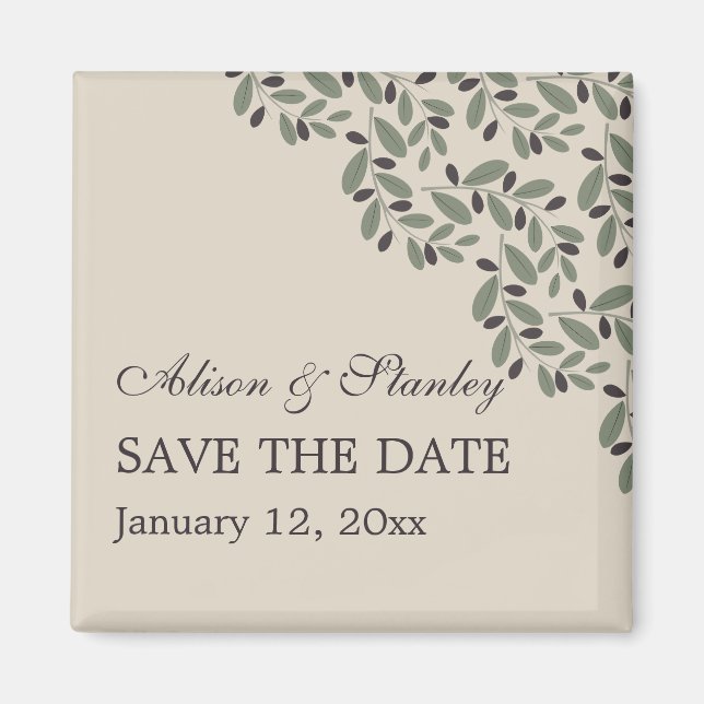 Olive branch garland wedding Save the Date Magnet (Front)