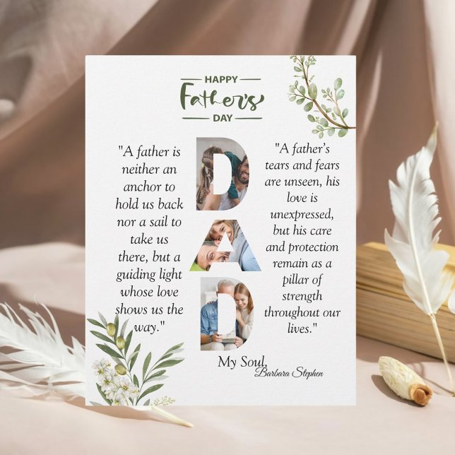 Olive Branch Happy Father's Day Custom Letterhead (Celebrate Dad with an olive branch of gratitude and admiration.)