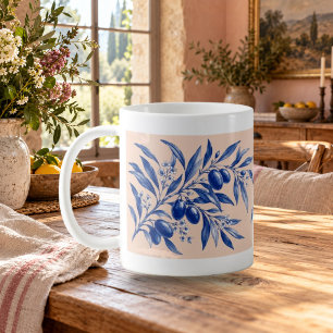 Olive Branch Hours Cobalt Botanical Mug