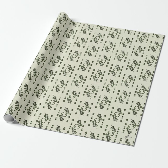 Olive Branch in Olive Wrapping Paper (Unrolled)