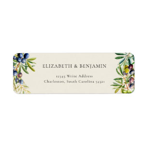 Olive Branch Italian Mediterranean Wedding Return Address Label