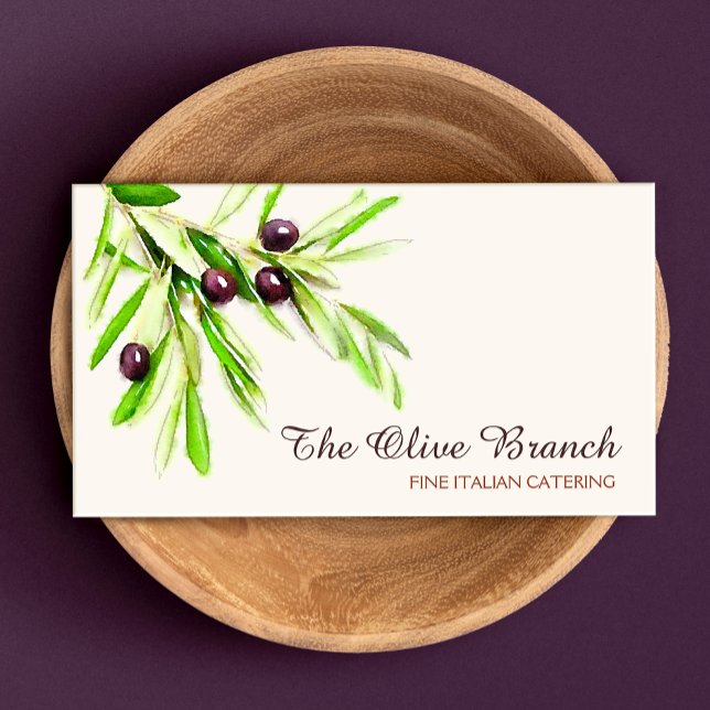 Olive Branch Italian or Greek Catering Chef 2 Business Card (Creator Uploaded)