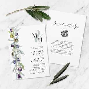 Olive Branch Love Symbol Monogram Wedding Invitation