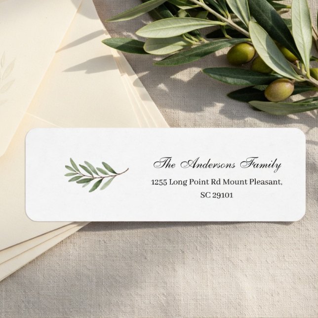 Olive Branch | Minimal Elegant  Return Address Label (Creator Uploaded)