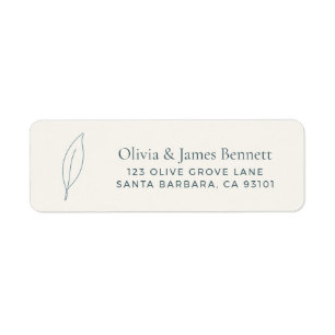 Olive Branch Minimalist Wedding Return Address Label