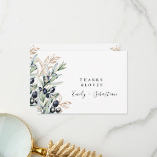 Olive Branch Modern Elegant Wedding Thank You Card
