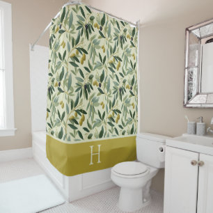 Olive Branch Monogram Initial Shower Curtain