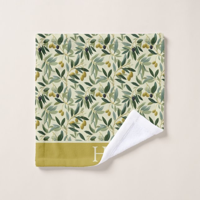 Olive Branch Monogram Initial Wash Cloth (Wash Cloth)