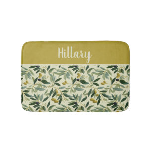 Olive Branch Monogram Name Bath Mat