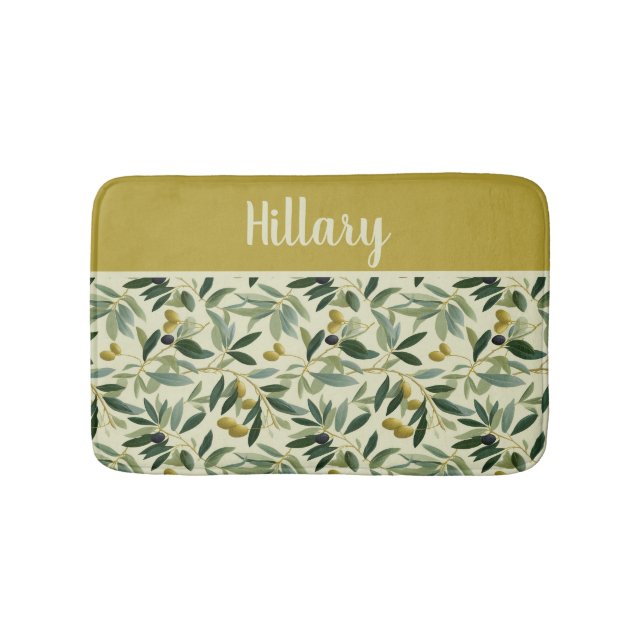 Olive Branch Monogram Name  Bath Mat (Front)