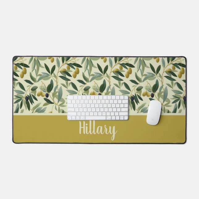 Olive Branch Monogram Name  Desk Mat (Keyboard & Mouse)