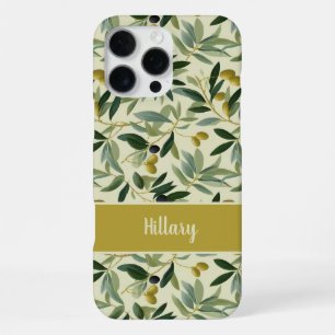Olive Branch Monogram Name iPhone 16 Pro Max Case
