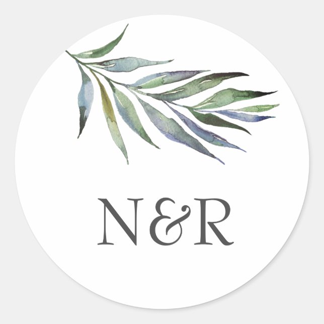 Olive Branch Monogram Wedding Envelope Seal (Front)