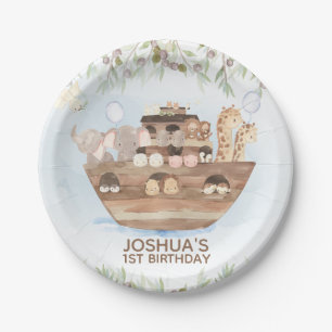 Olive Branch Noahs Ark 1st Birthday Party Plate