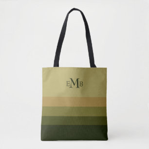 Olive Branch Palette Stripes Monogram Tote Bag