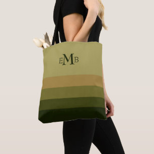 Olive Branch Palette Stripes Monogram Tote Bag