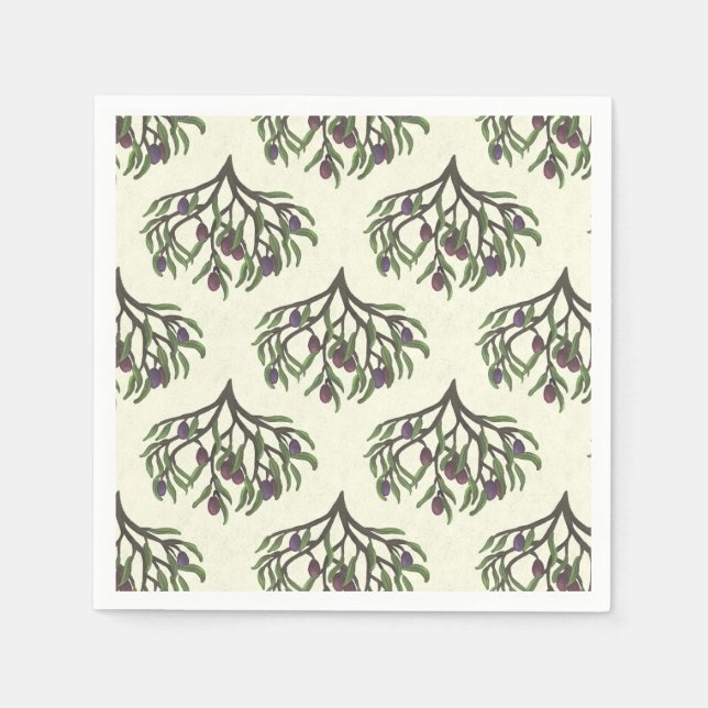 Olive Branch Repeat Pattern Napkin (Front)