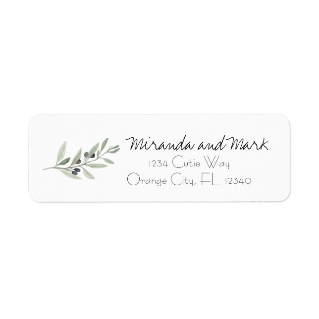 Olive Branch Return Address Labels (Front)