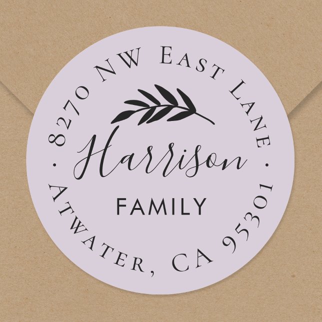 Olive Branch Round Return Address Label (Creator Uploaded)