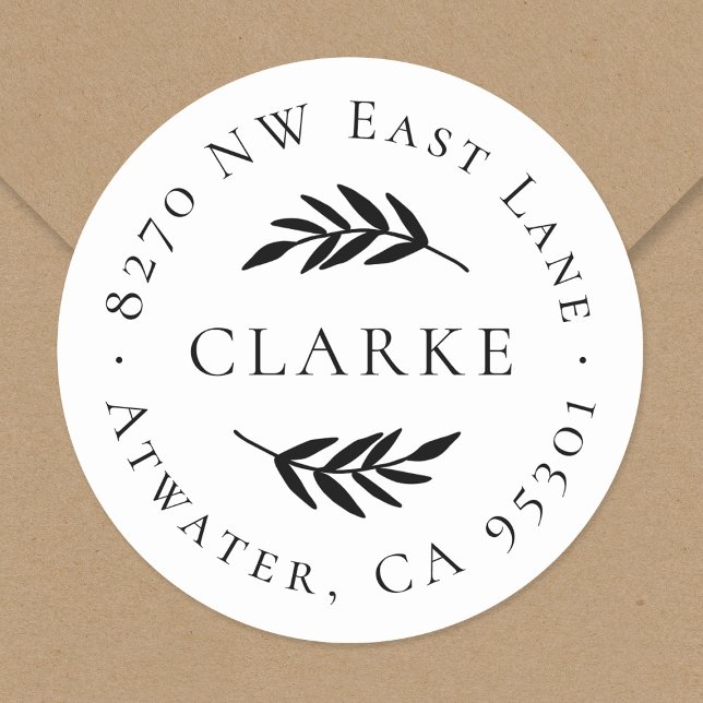 Olive Branch Round Return Address Label (Creator Uploaded)