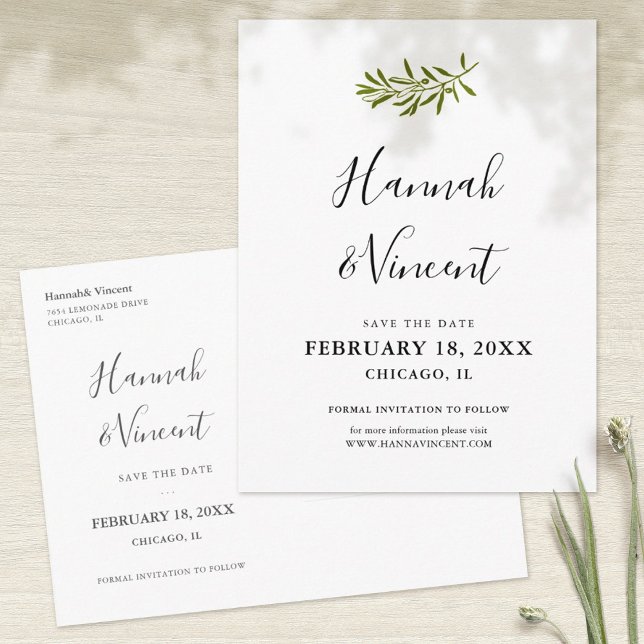 Olive Branch Save the Date Postcard (Creator Uploaded)