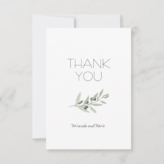 Olive Branch Thank You Card (Front)