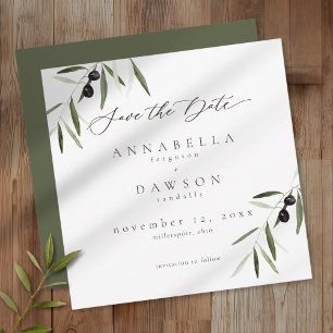 Olive Branch Watercolor Elegant Minimalist Wedding Save The Date
