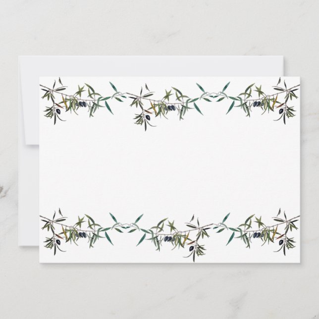 Olive branch watercolor invitation (Front)