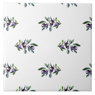 Olive Branch Watercolor Pattern  Ceramic Tile
