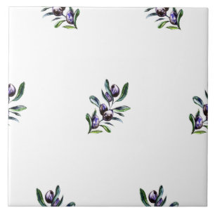 Olive Branch Watercolor Pattern  Ceramic Tile