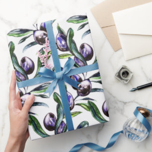 Olive Branch Watercolor Pattern  Wrapping Paper