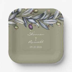 Olive Branch Wedding 7" Paper Plate