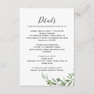 Olive Branch Wedding Details Card