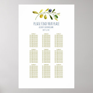 Olive branch wedding dinner seating chart