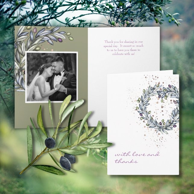 Olive Branch Wedding Folded Love & Thanks Card (Creator Uploaded)