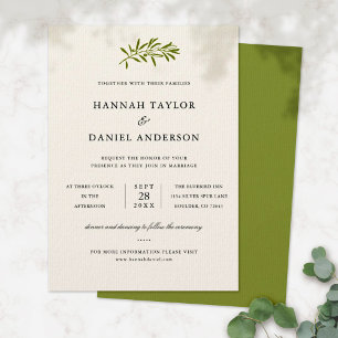 Olive Branch Wedding Invitation Card   Ivory