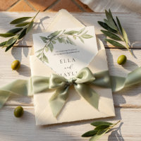Olive Branch Wedding Invitation | Mediterranean 