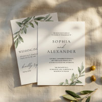 Olive Branch Wedding Invitation with QR Code