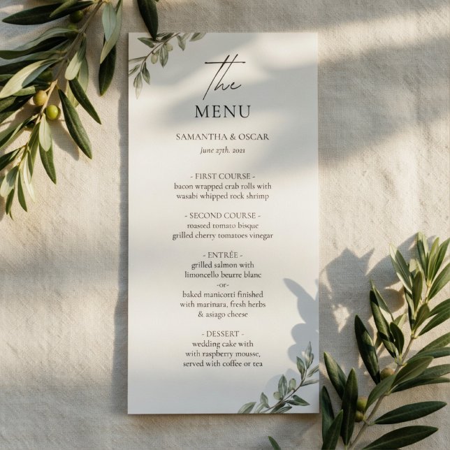 Olive Branch Wedding Menu | Elegant Greenery (Creator Uploaded)