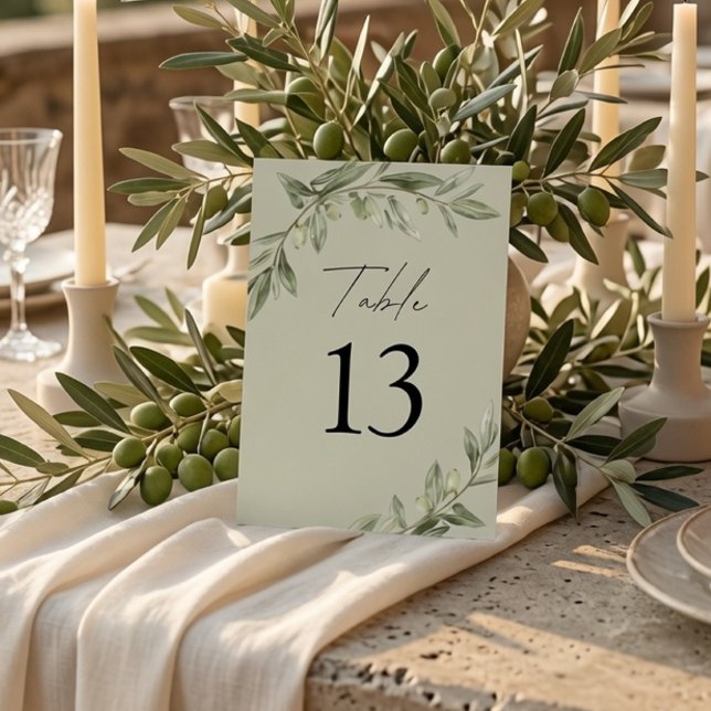 Olive Branch Wedding  Sage Green  Table Number (Creator Uploaded)